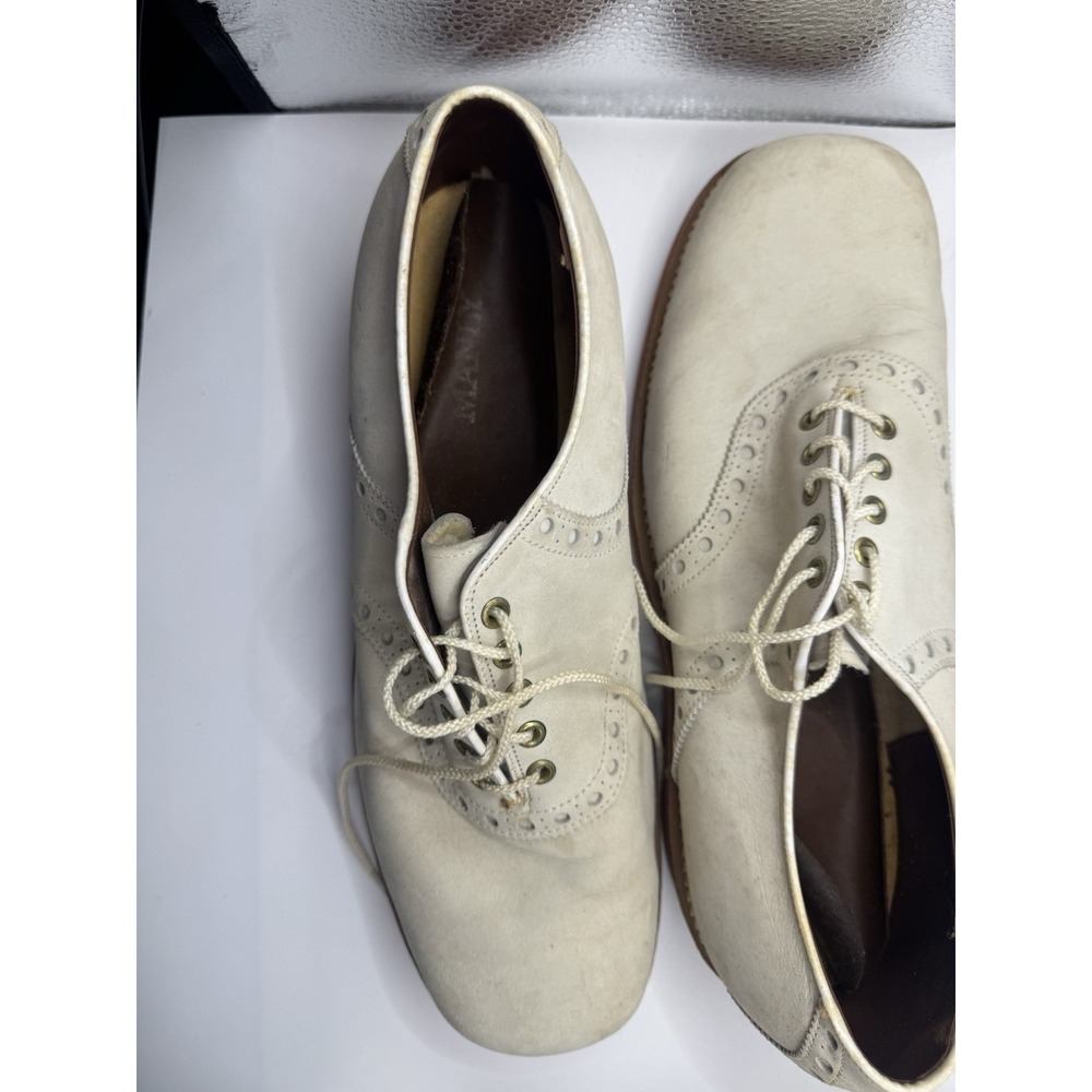 Rare Vintage Manly Shoes 12 D White Saddle Suede 1970s - Picture 11 of 11